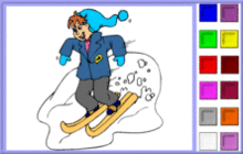 Skiing Through Snowy Hills Coloring