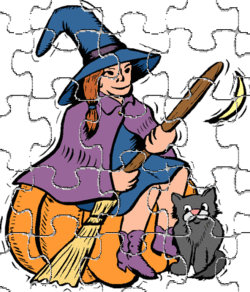 Halloween Witch and Her Cat