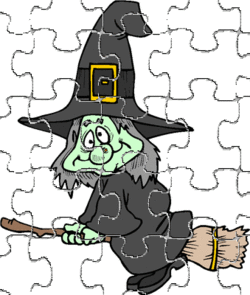 Halloween Witch on Her Broomstick