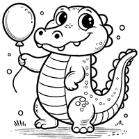 Cartoon alligator with a balloon