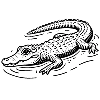 Realistic alligator with an elongated body and simple legs