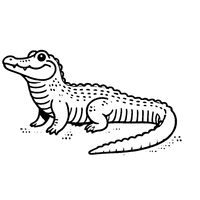 Realistic simplified alligator coloring with a long body and short legs