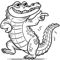 Funny cartoon alligator dancing coloring