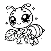 Coloring of a chibi ant carrying a small leaf