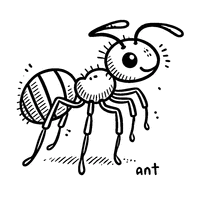 Coloring of the ant in cartoon style