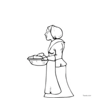 Baker woman carrying a basket full of bread