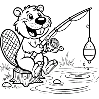 Coloring of a beaver fishing