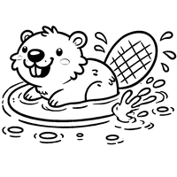 Simple coloring of a beaver in water