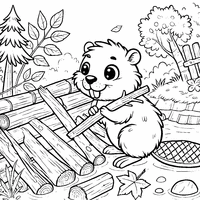 Coloring of a beaver building a dam