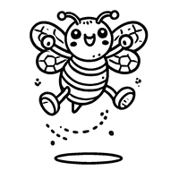 Coloring page of a joyful bee flying