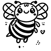 Coloring page of a cartoon bee with a big smile and simple stripes