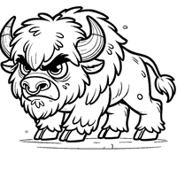 Coloring of an angry bison