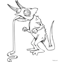 funny horned chameleon coloring page