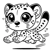 A kawaii cheetah running | Toupty.com