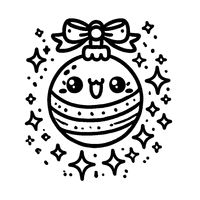 Kawaii Christmas ball with stripes coloring