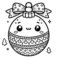 Chibi Christmas ball with a happy face coloring