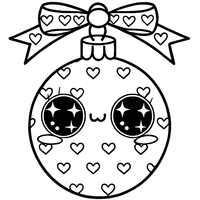 Kawaii Christmas ball with a joyful face coloring