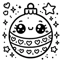 Christmas ball kawaii coloring