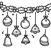 Christmas garland coloring page with balls and bells