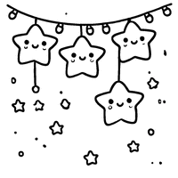 Christmas garland coloring page with stars