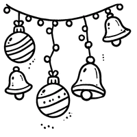 Christmas garland coloring page with balls and bells