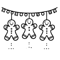 Christmas garland coloring page with gingerbread men