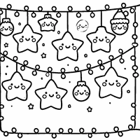 Christmas garland coloring page with a star