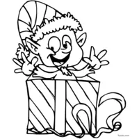 Coloring Page of The Elf and the Christmas Gift