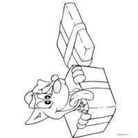 Coloring Page of Dog Coming Out of a Gift