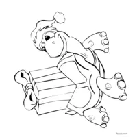 Coloring Page of Gift Carried by a Turtle