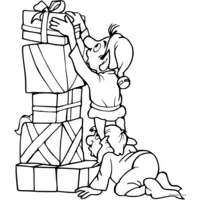 Coloring Page of A Stack of Gifts