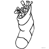 Coloring page of a pink and red Christmas stocking