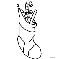 Coloring page of a green Christmas stocking