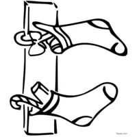 Coloring page of a pair of Christmas stockings