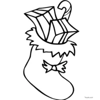 Coloring page of gifts in a Christmas stocking