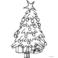 Christmas tree with gifts coloring page