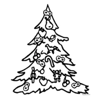 Decorations in the Christmas tree coloring page