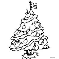 Christmas tree decorated with apples coloring page