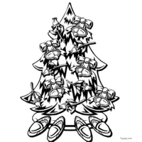 Christmas tree with slippers coloring page