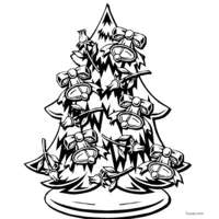 Christmas tree with bells coloring page