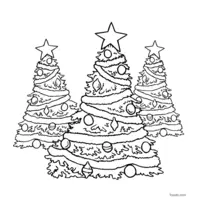 Three Christmas trees coloring page