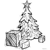 Christmas tree with gifts coloring page