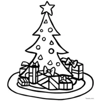 Simple Christmas tree coloring page