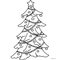 Christmas tree with garlands coloring page