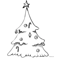 Decorated green Christmas tree coloring page