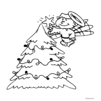 Christmas tree with an angel coloring page