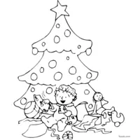 Christmas tree with gifts coloring page