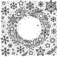 Christmas Wreath with Big Snowflakes and Stars