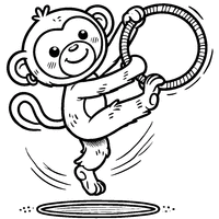 Monkey acrobat on a hoop | Toupty.com