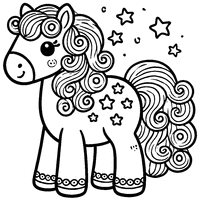 Horse with a curly mane and stars | Toupty.com